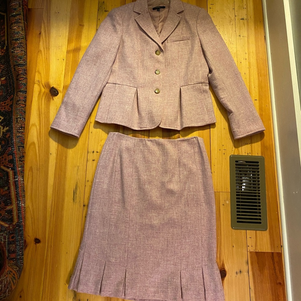 Talbots Wool Mauve Tweed Skirt Suit Size 10